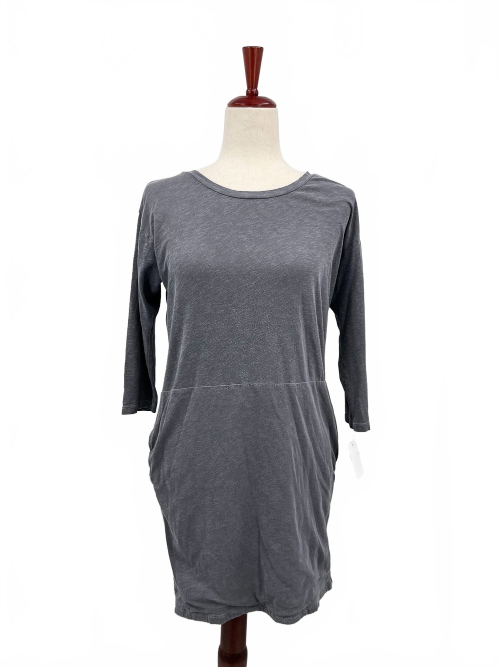 Sundry Gray Cotton Spandex Midi T‑Shirt Dress | OS Regular